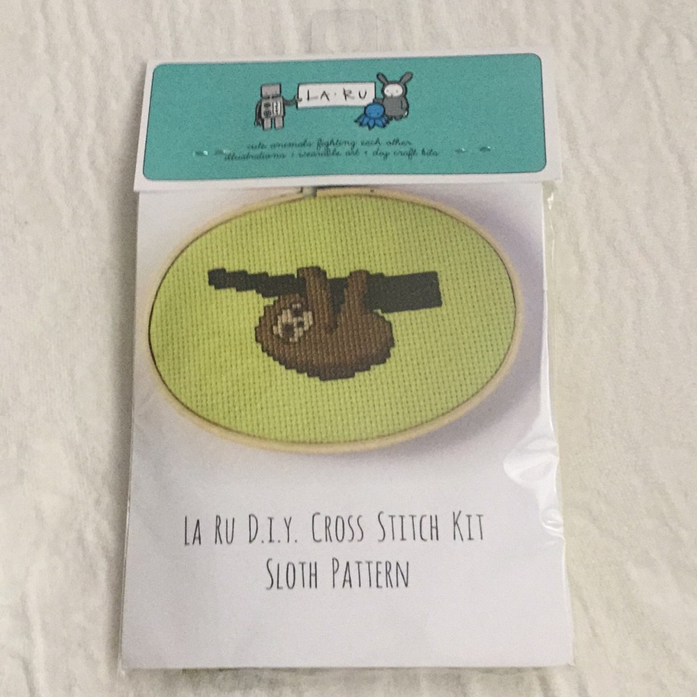 Sloth cross stitch kit